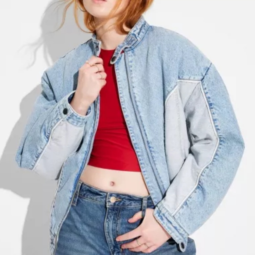 Target Wild Fable Blue Denim Bomber Jacket
